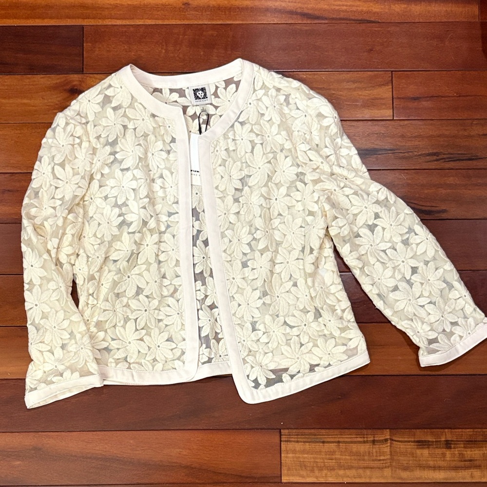 Anne Klein Ivory Floral Lace Blazer
